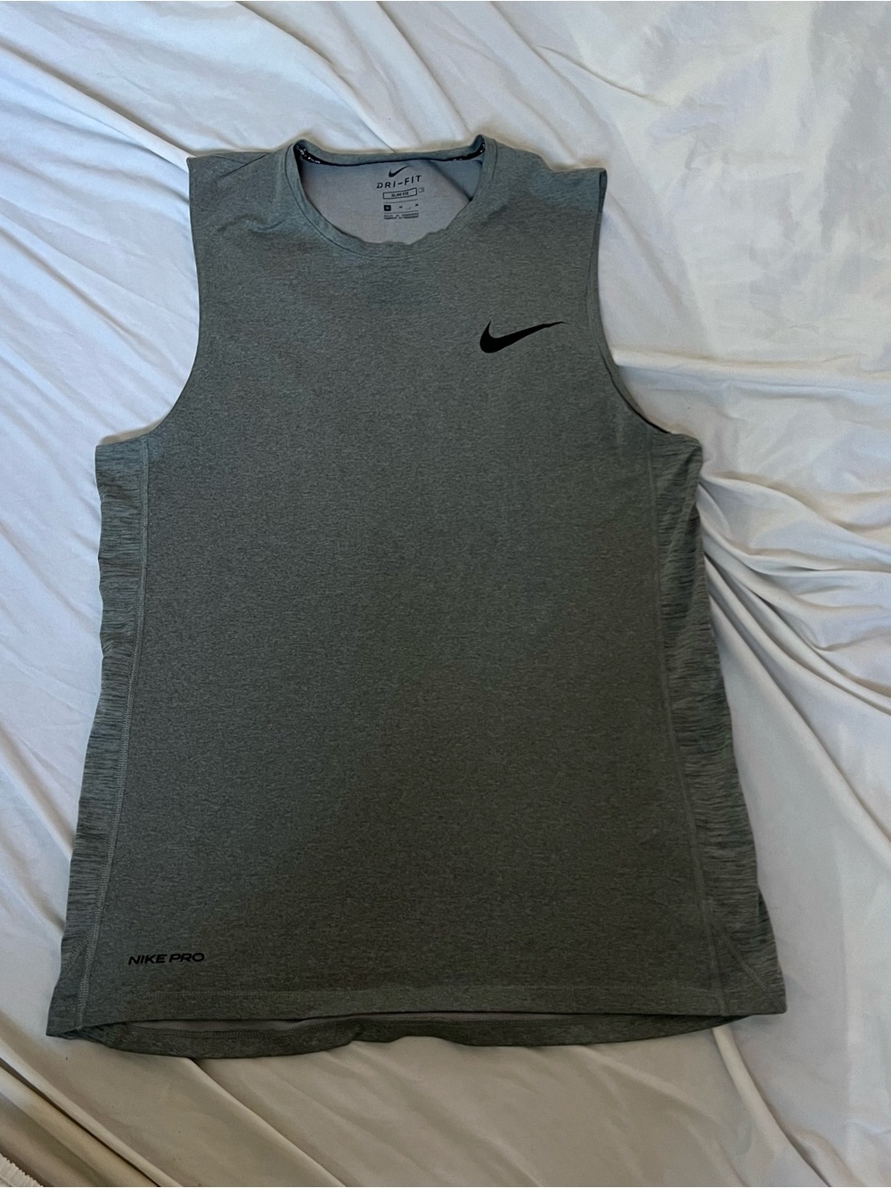 Nike Men’s Dri-FIT Sleeveless Tank Top - Heather Gray with Black Swoosh